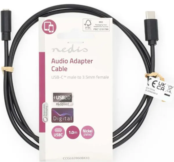 NEDIS CCGL65960BK10 Adapterski kabl sa USB-C na 3,5mm muški sa 4-pinom, 1m Slika 2