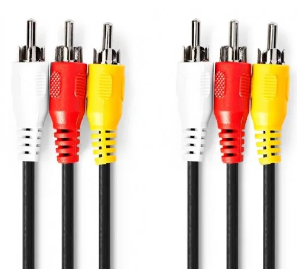 NEDIS CVGP24300BK50 Kabl 3xRCA muski - 3xRCA muski 5m Slika 1