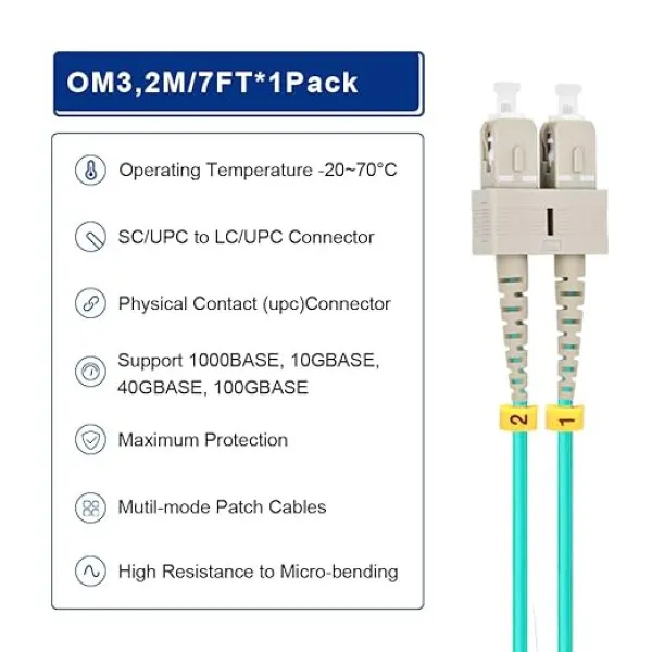 FO LC/UPC - SC/UPC MM OM3 DX LSZH Aqua 2.0mm 4769 Slika 2