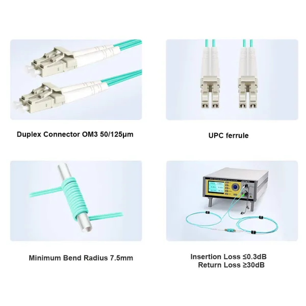 FO LC/UPC - LC/UPC MM 1M OM3 DX LSZH Aqua 2.0mm Slika 1