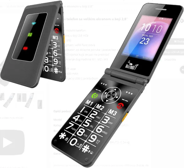 OSTALI FLIP XXL MOBILNI TELEFON,Veliki displej u boji 2,8 inèa, Dual SIM (2G), FM, BT, 1400 mAh Slika 4