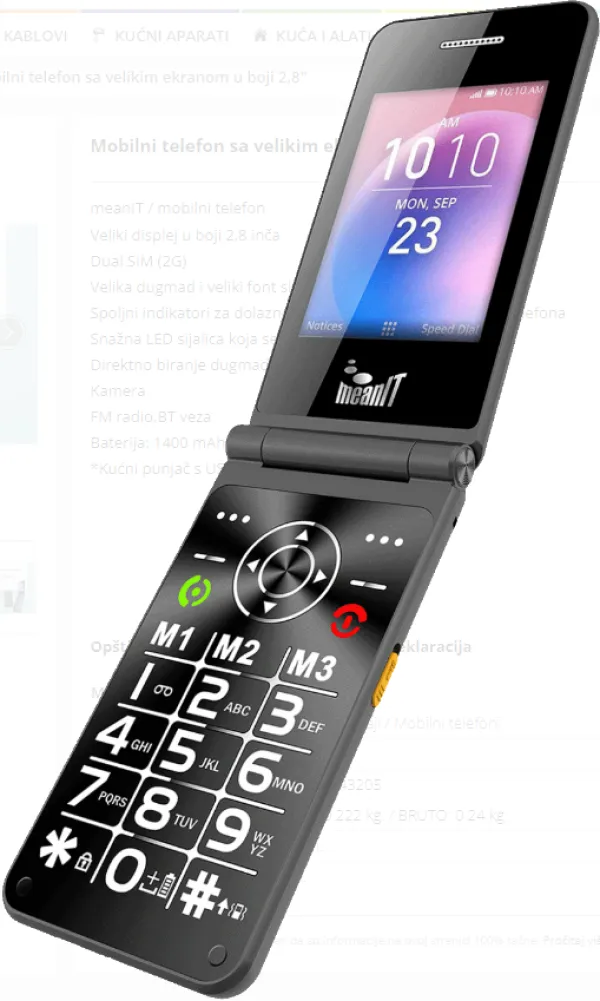 OSTALI FLIP XXL MOBILNI TELEFON,Veliki displej u boji 2,8 inèa, Dual SIM (2G), FM, BT, 1400 mAh Slika 1
