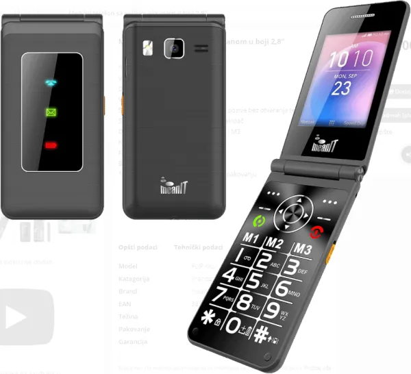 OSTALI FLIP XXL MOBILNI TELEFON,Veliki displej u boji 2,8 inèa, Dual SIM (2G), FM, BT, 1400 mAh Slika 3