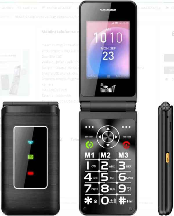 OSTALI FLIP XXL MOBILNI TELEFON,Veliki displej u boji 2,8 inèa, Dual SIM (2G), FM, BT, 1400 mAh Slika 2