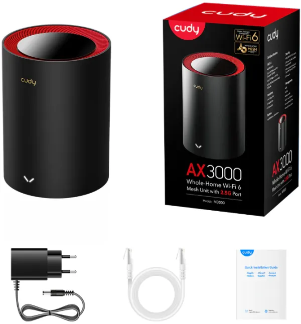 CUDY Cudy M3000 1-Pack AX3000 Dual Band 2.4Ghz+5Ghz WiFi6 MESH, 2.5G WAN+GE LAN, 5x Antena 128MB/256DDR Slika 10