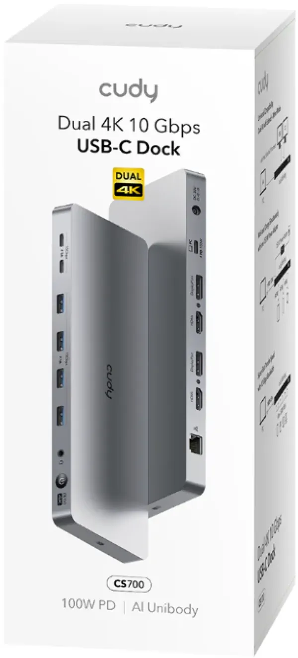 CUDY Cudy CS700 13-IN-1 10Gbps USB-C Dual 4K Docking Station | 150W PSU Slika 3