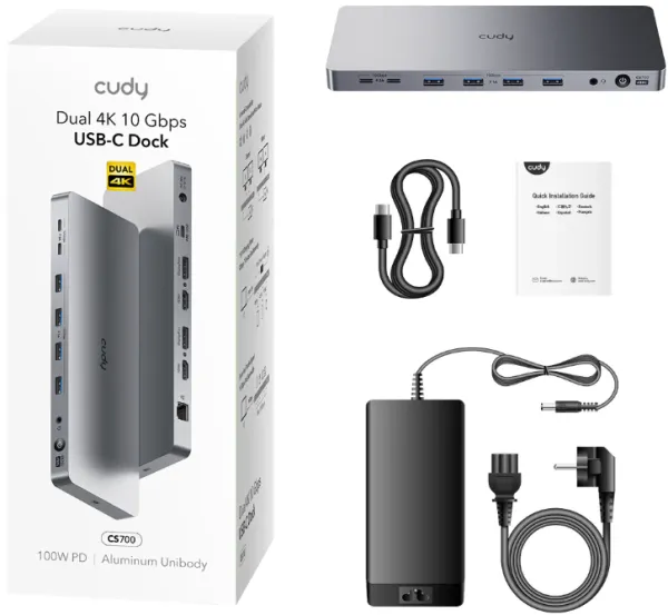 CUDY Cudy CS700 13-IN-1 10Gbps USB-C Dual 4K Docking Station | 150W PSU Slika 5