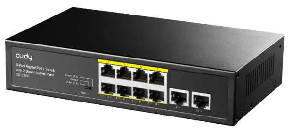CUDY Cudy GS1010PS2 8-Port Gigabit PoE+ Switch with 2 Gigabit Uplink ports and 2 Gigabit SFP slot 120W Slika 3