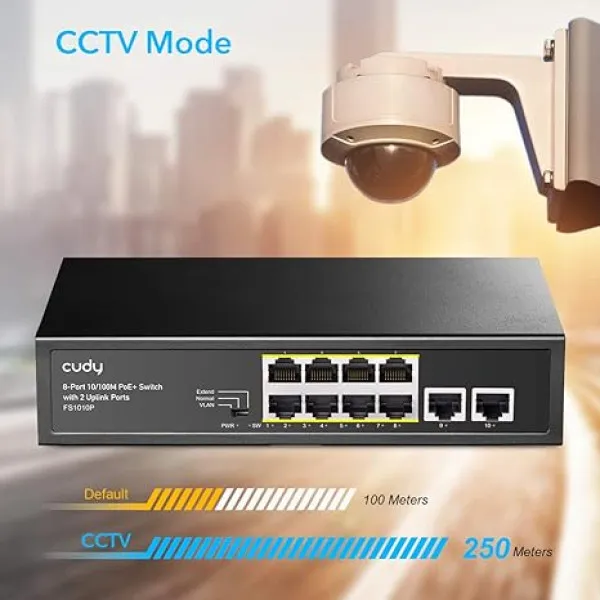 CUDY Cudy GS1010PS2 8-Port Gigabit PoE+ Switch with 2 Gigabit Uplink ports and 2 Gigabit SFP slot 120W Slika 8