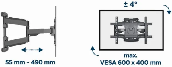 GEMBIRD WM-75ST-02 Gembird rotate/tilt VESA max. 60x40cm 32-75 max.45kg (ugaoni) Slika 8
