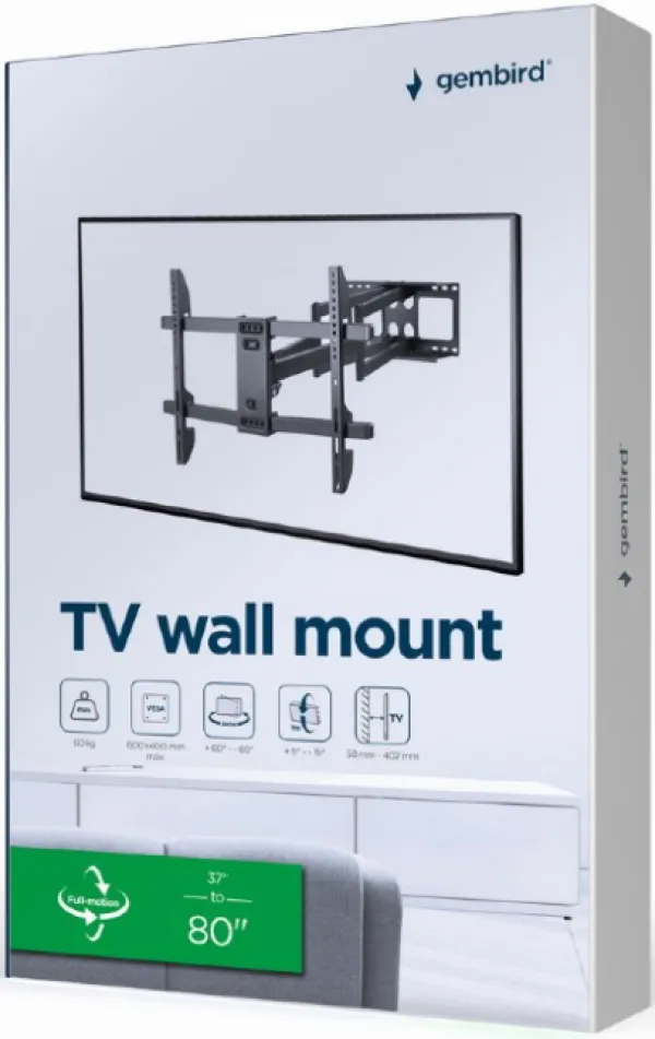 GEMBIRD WM-80ST-02 Gembird TV nosac okretanje/tilt 37-80 VESA max.60x40cm, max 60kg, drzac Slika 1