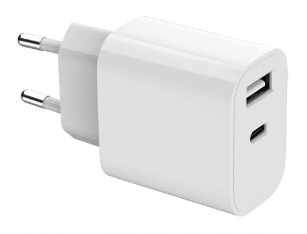 GEMBIRD TA-UC-2AC12-01 Gembird USB punjac, 2-port USB-A+ USB-C, 2.4 A, white Slika 2
