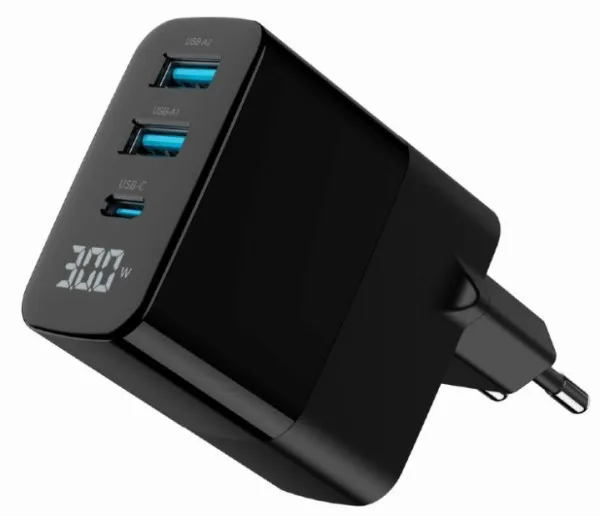 GEMBIRD TA-UC-PDQC30LCD-BK-02 Gembird GaN USB brzi punjac, 30W 3-port (2xUSB-A+ USB-C), LCD, black Slika 4