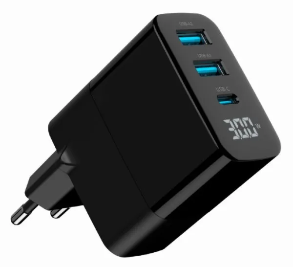 GEMBIRD TA-UC-PDQC30LCD-BK-02 Gembird GaN USB brzi punjac, 30W 3-port (2xUSB-A+ USB-C), LCD, black Slika 6