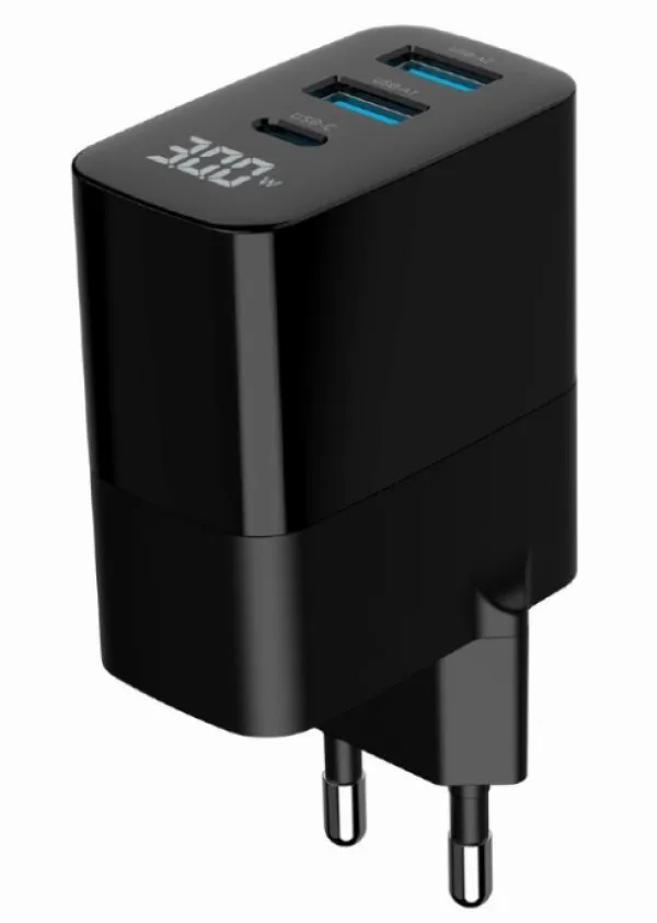 GEMBIRD TA-UC-PDQC30LCD-BK-02 Gembird GaN USB brzi punjac, 30W 3-port (2xUSB-A+ USB-C), LCD, black Slika 3