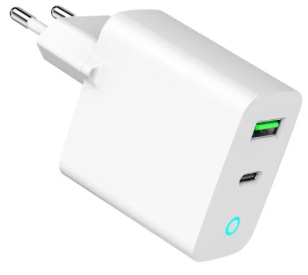 GEMBIRD TA-UC-PDQC20L-W-01 Gembird punjac 20W, 2-port (USB-A+USB-C) LED, white Slika 7