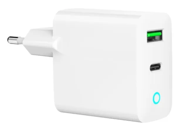 GEMBIRD TA-UC-PDQC20L-W-01 Gembird punjac 20W, 2-port (USB-A+USB-C) LED, white Slika 2