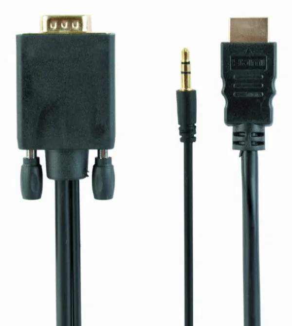 GEMBIRD A-HDMI-VGA-03-6 Gembird HDMI to VGA and audio adapter cable, single port, 1,8m, black Slika 1