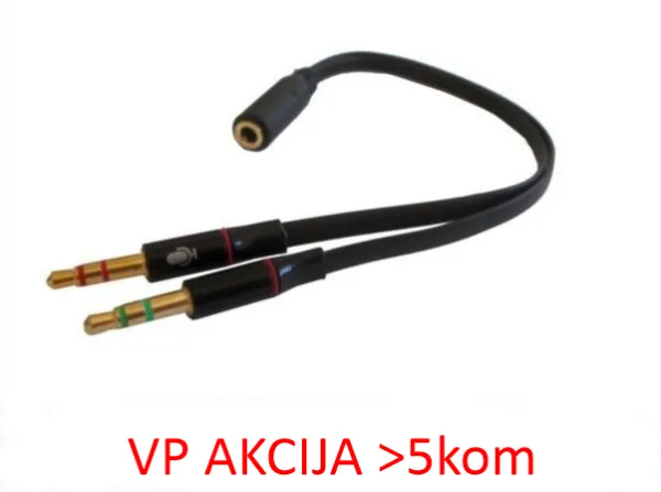 GEMBIRD CCA-418A ** Gembird 3.5mm Headphone Mic Audio Y Splitter Cable Female to 2x3.5mm Male adapter (87) Slika 3