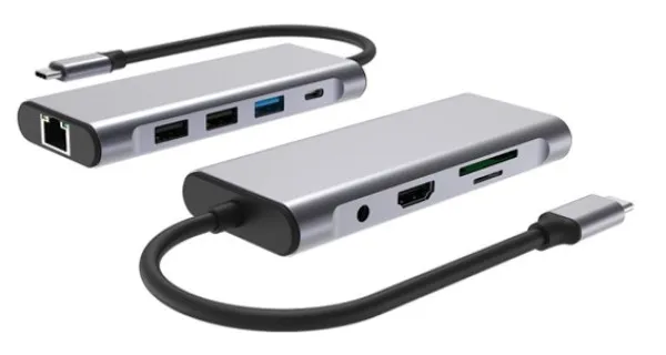 GEMBIRD A-CM-COMBO9-06 ** Gembird USB-C 9-in-1 multi-port RJ45+USB3.0+SD+USB-C+HDMI+USB2.0+3,5mm (1359) Slika 2