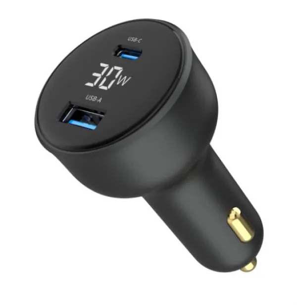 GEMBIRD TA-UC-AC2PD30LCD-CAR-01 Gembird 2-port USB brzi punjac za auto, Type-C PD, LCD, 30W, black Slika 8