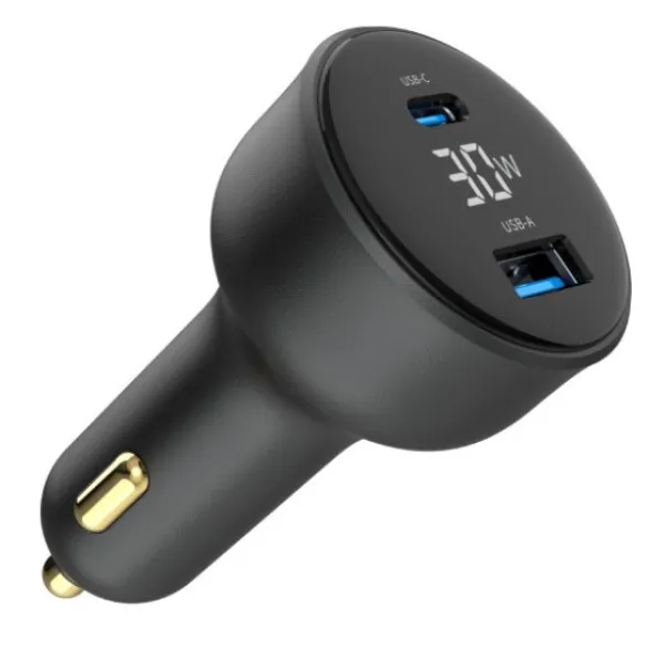 GEMBIRD TA-UC-AC2PD30LCD-CAR-01 Gembird 2-port USB brzi punjac za auto, Type-C PD, LCD, 30W, black Slika 5