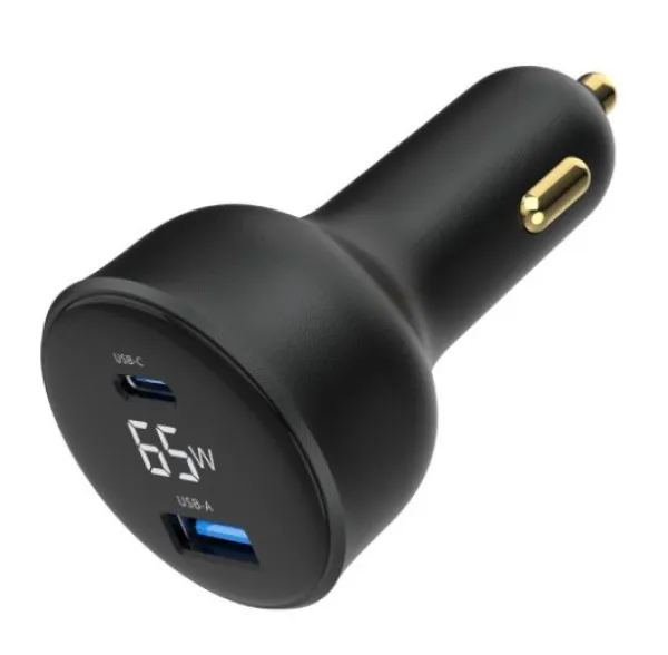 GEMBIRD TA-UC-AC2PD65LCD-CAR-01 Gembird 2-port USB brzi punjac za auto, Type-C PD, LCD, 65W, black Slika 4