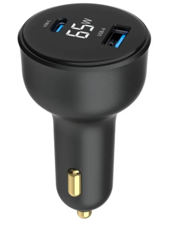 GEMBIRD TA-UC-AC2PD65LCD-CAR-01 Gembird 2-port USB brzi punjac za auto, Type-C PD, LCD, 65W, black Slika 3