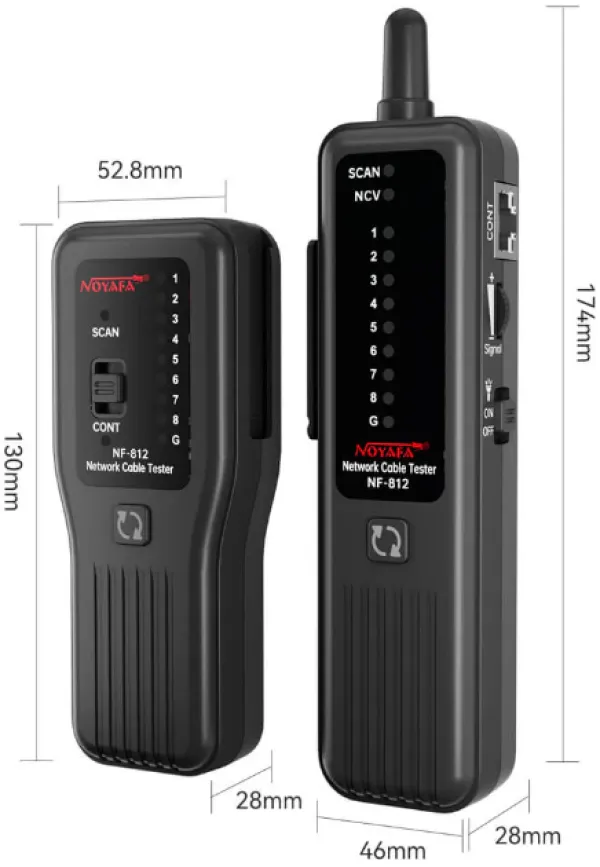 NOYAFA NF-812 Tester mrežnih kablova za RJ45 i RJ11 Slika 2