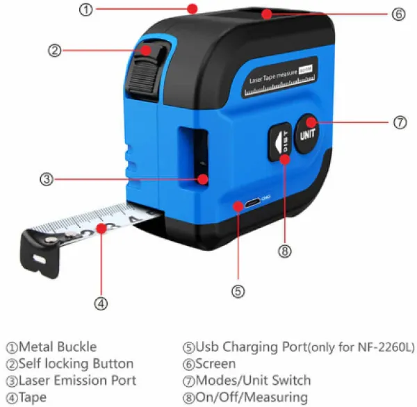 NOYAFA NF-2260L Laserska traka za merenje udaljenosti Slika 4