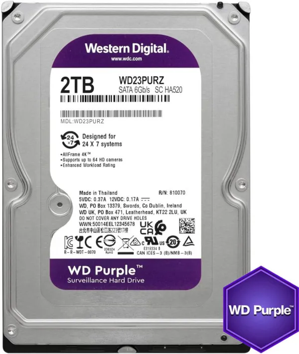 HDD 3.5 * 2TB WD23PURZ WD Purple 24/7 5400RPM 64MB SATA3 Slika 2