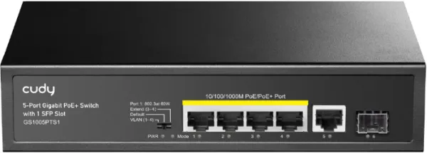 Cudy GS1005PTS1 5-Port 10/100/1000M Gigabit 4PoE+ 1RJ45 Switch with 1 SFP Slot Slika 2