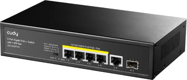 Cudy GS1005PTS1 5-Port 10/100/1000M Gigabit 4PoE+ 1RJ45 Switch with 1 SFP Slot Slika 3