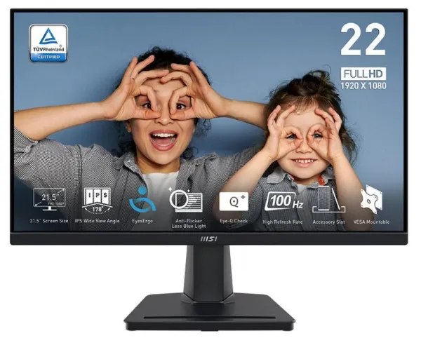 Monitor 22inc MSI PRO MP225 Flat FHD IPS 100Hz 1 ms HDMI/VGA Slika 4