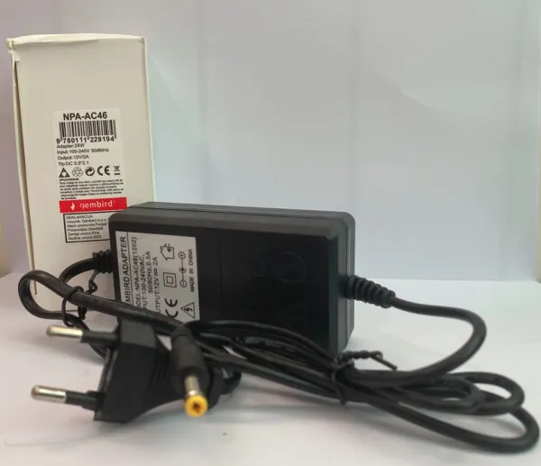 GEMBIRD NPA-AC46 ** Gembird punjac 12v/2A 24W, 1m kabl, Coper napajanje, DC 5.5x2.1mm CE(327) Slika 1