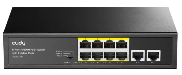 CUDY Cudy FS1010P 8-Port 10/100M PoE+ Switch, 2 Uplink 10/100M, 120W, 250m,4KV steel (Alt.PFS3009-8ET-96) Slika 1