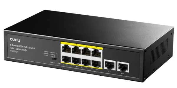 CUDY Cudy FS1010P 8-Port 10/100M PoE+ Switch, 2 Uplink 10/100M, 120W, 250m,4KV steel (Alt.PFS3009-8ET-96) Slika 8