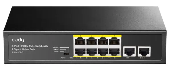 CUDY Cudy FS1010PG 8-Port 10/100M PoE+ Switch, 2Uplink 10/100/1000M, 120W, 250m, steel (Alt.PFS3010-8ET) Slika 2