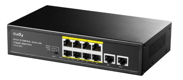 CUDY Cudy FS1010PG 8-Port 10/100M PoE+ Switch, 2Uplink 10/100/1000M, 120W, 250m, steel (Alt.PFS3010-8ET) Slika 3