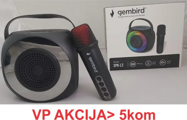 GEMBIRD SPK-L2 ** Gembird Bluetooth karaoke zvucnik RGB,10W,1800mAh, USB, microSD, AUX +mikrofon 500mAh(1360 Slika 2
