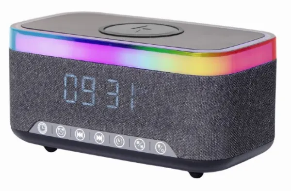 GEMBIRD DAC-SPKBT-QC15-BK Gembird Digitalni sat+alarm sa bezicnim punjenjem telefona 15W i zvucnikom, FM, BT Slika 2