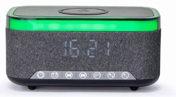 GEMBIRD DAC-SPKBT-QC15-BK Gembird Digitalni sat+alarm sa bezicnim punjenjem telefona 15W i zvucnikom, FM, BT Slika 9