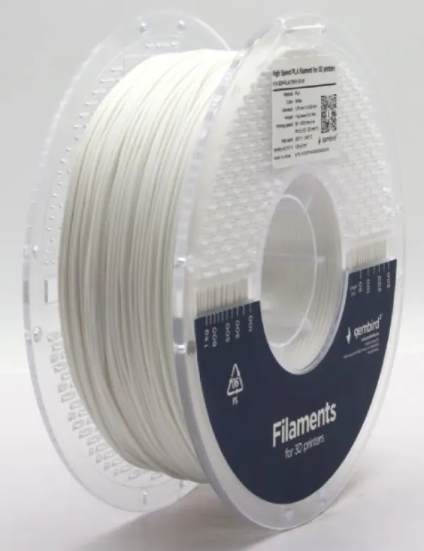 GEMBIRD 3DP-PLA1.75HY-01-W PLA filament velike brzine za 3D stampac 1.75mm, kotur 1KG WHITE Slika 3