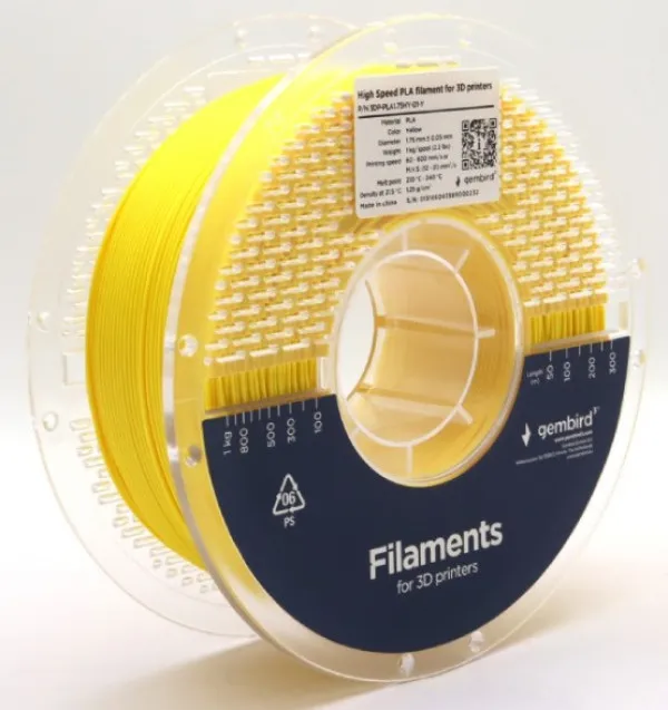 GEMBIRD 3DP-PLA1.75HY-01-Y PLA filament velike brzine za 3D stampac 1.75mm, kotur 1KG YELLOW Slika 3