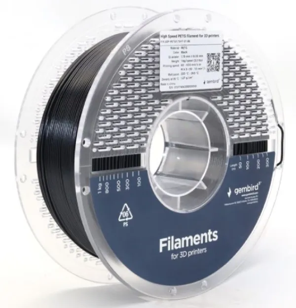 GEMBIRD 3DP-PETG1.75HY-01-BK PETG filament velike brzine za 3D stampac 1.75mm, kotur 1KG BLACK Slika 3