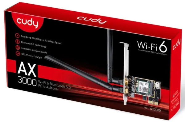 CUDY Cudy WE3000 AX3000 Wi-Fi 6 + Bluetooth5.2 PCI Express Adapter 2.4+5Ghz, 2x5dBi detachable antenna Slika 3
