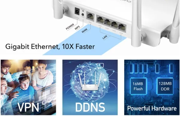 CUDY Cudy WR1300 AC1200 Dual Band 2.4+5Ghz MESH Wi-Fi Ruter 1W/4LAN Gbit,4x5dBi Wisp/AP/REP/TR Slika 7