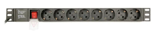 GEMBIRD EG-PDU-014-C14 Gembird C14 Produzni kabl sa zastitom 8 uticnica 10A, PDU 1U, aluminium, 3m Slika 1