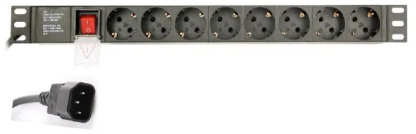 GEMBIRD EG-PDU-014-C14 Gembird C14 Produzni kabl sa zastitom 8 uticnica 10A, PDU 1U, aluminium, 3m Slika 5