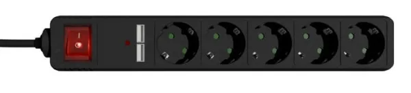 GEMBIRD SPG5-U2-5-02 Gembird produzni kabl sa zastitom 5 uticnica, 5V/2A USB-A 16A 1.5m Black Slika 2